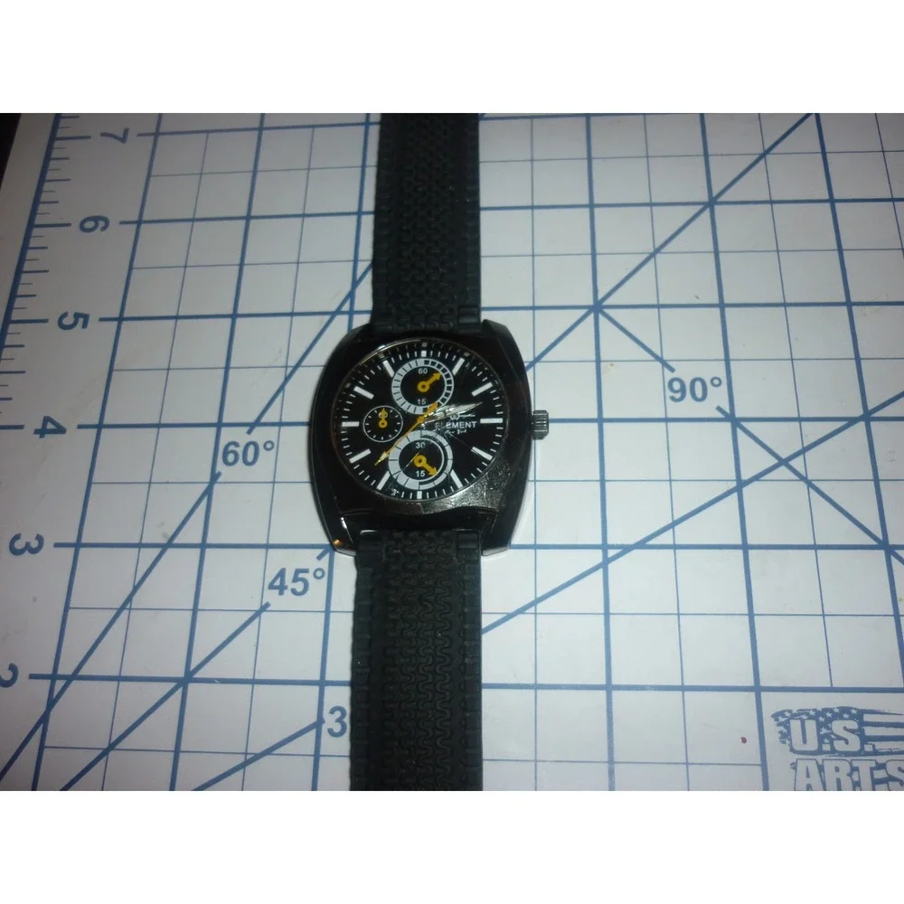 Element New York Watch MRP07232S Mens Black Silicon Band Quartz‎ Faux Chrono